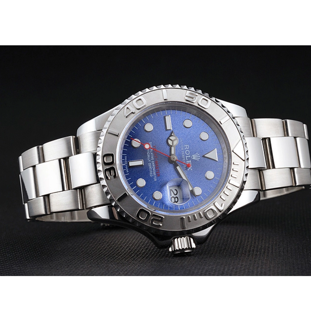 Best AAA Replica Sites Bracelet Dial And Stainless Steel Rolex Swiss Yacht-Master Case Blue 0723